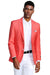 Premium Tazio Men's Salmon Pink Linen-Style Slim Blazer | Summer 2-Button - USA Men's Outlet