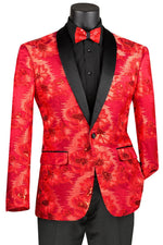 Premium Vinci Men's Red Sequin Floral Prom Tux Jacket | Slim Fit - Elegant Mensattire