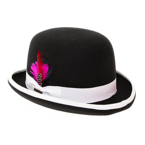 Black & White Premium Wool Derby Bowler Hat