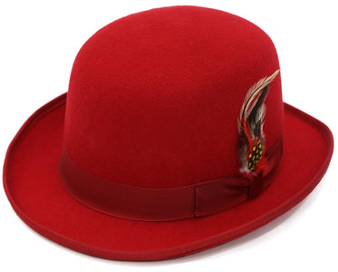 Premium Wool Derby Hat - Red - Ferrecci USA 