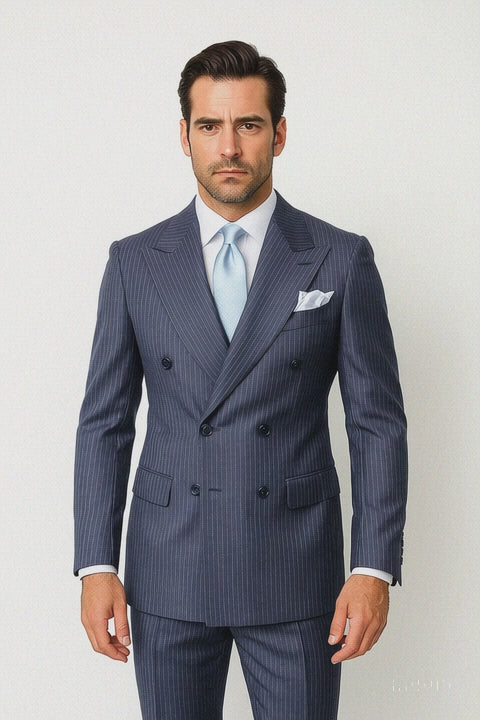 Navy with White Pinstripe Color by Rossiman