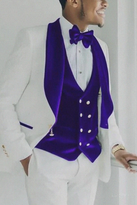 White and Royal Blue Prom Suit
