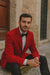 Mens Red Velvet Slim Fit Fashion Jacket