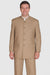 Mens 5 Button Mandarin Collar Suit in Tan Pinstripe