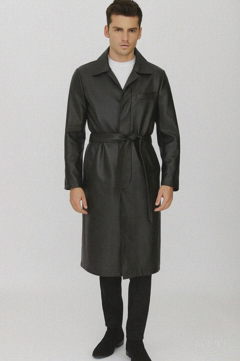 men-s-black-pu-belted-trench-coat