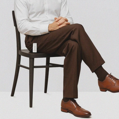 Mens Italian Wool Wide Leg Dress Pants in Brown