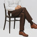 Mens Italian Wool Wide Leg Dress Pants in Brown