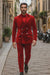 generate an italian white model wearing this same suit in front view and back view in white backgrund