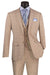 Product Title: Vinci Men's Slim Fit Beige Vested Glen Plaid Summer Business Suit - USA Men's Outlet