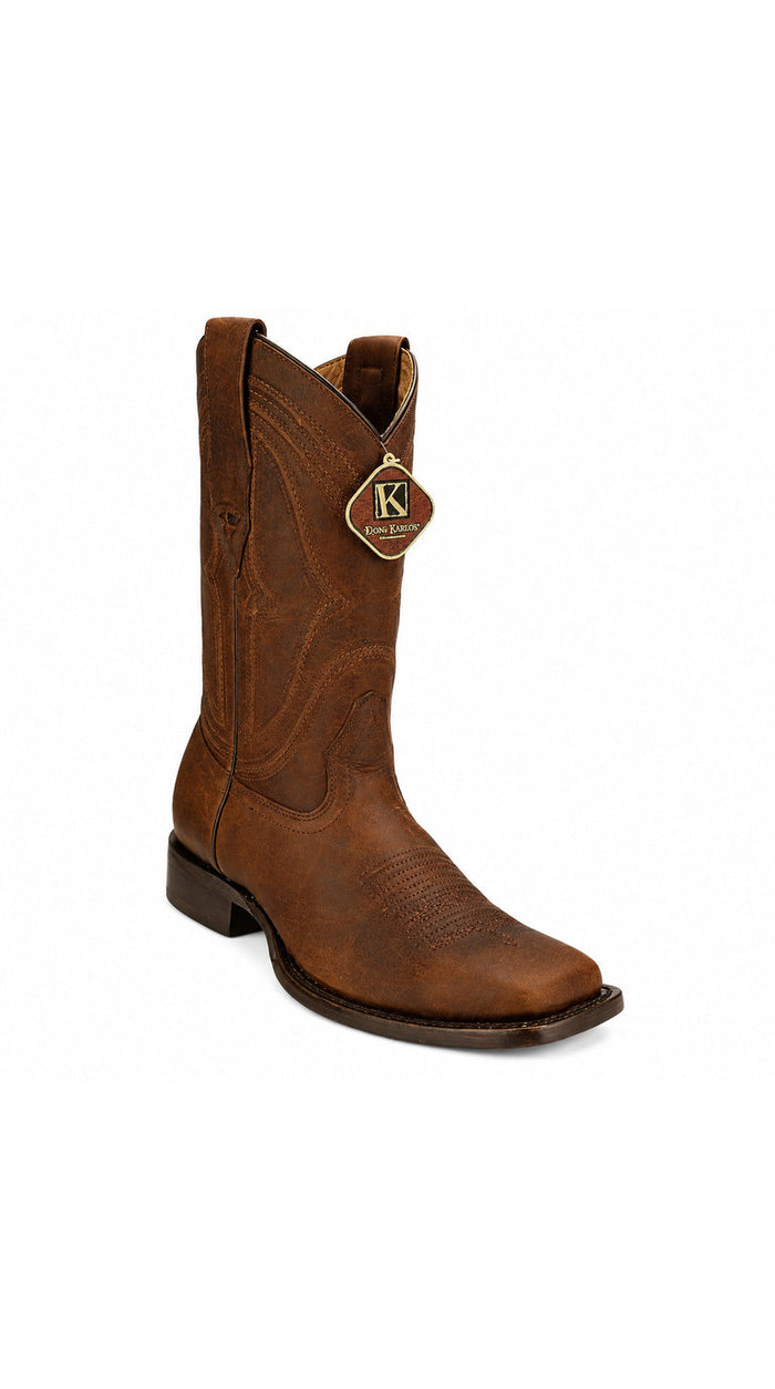 King Exotic Rage Wide Square Boots- Walnut