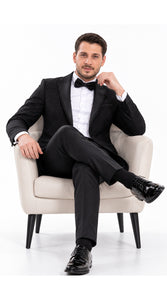 Mens Black Tuxedo - New Year Christmas Sequin Sparkly Shiny Holiday Dinner Jacket + Pants