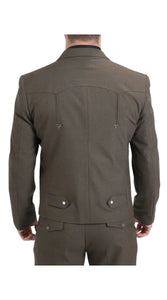 Men's Brown Western Suit 2-Piece - Cowboy Suit with Western Yoke & Pearl Snaps