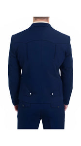 Men's Navy Western Suit 2-Piece - Cowboy Suit with Western Yoke & Pearl Snaps