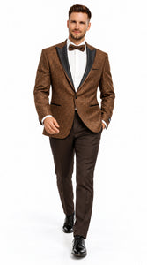 Mens Light Brown Tuxedo Suit Sequin Sparkly Shiny Dinner Jacket + Pants