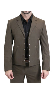 Men's Brown Western Suit 2-Piece - Cowboy Suit with Western Yoke & Pearl Snaps