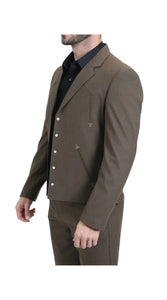 Men's Brown Western Suit 2-Piece - Cowboy Suit with Western Yoke & Pearl Snaps