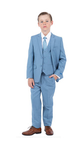 Perry Ellis Boy's 5-Piece Solid Suit - Dusty Blue