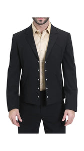 Men's Black Western Suit 2-Piece - Cowboy Suit with Western Yoke & Pearl Snaps