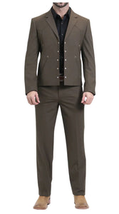 Men's Brown Western Suit 2-Piece - Cowboy Suit with Western Yoke & Pearl Snaps