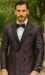 Purple Double Breasted Rough Streak Pattern Satin Peak Lapel Stacy Adams Men's Jacket