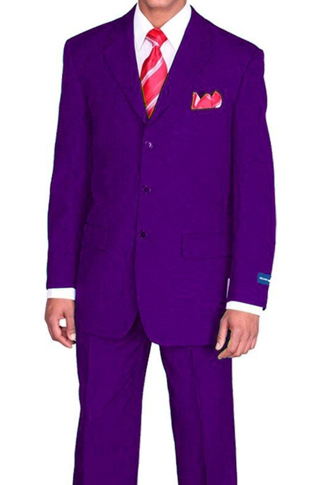 "Purple Fortino Landi Men's 3-Button Poplin Suit – Classic Fit" - USA Men's Outlet