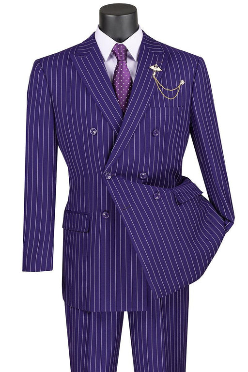 "Purple Pinstripe Gangster Suit from Vinci: Be Bold & Classy" - USA Men's Outlet