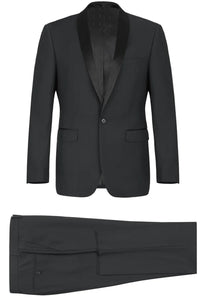 Mens Traditional Slim Fit Shawl Collar Tuxedo in Black