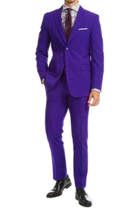 Mens Two Button Modern Fit Wool Feel Suit in French Blue