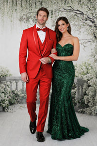 Classic Red Shawl Lapel Tuxedo for Men | 1-Button 4-Piece Suit