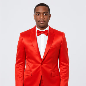 Red Satin Tuxedo Set – 4-Piece Statement for Weddings & Proms