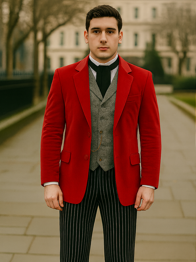 Red Velvet Roderick Smoking Jacket –Men's Evening Wear