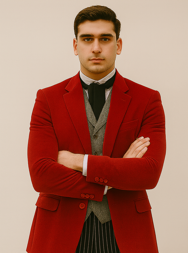 Red Velvet Roderick Smoking Jacket –Men's Evening Wear