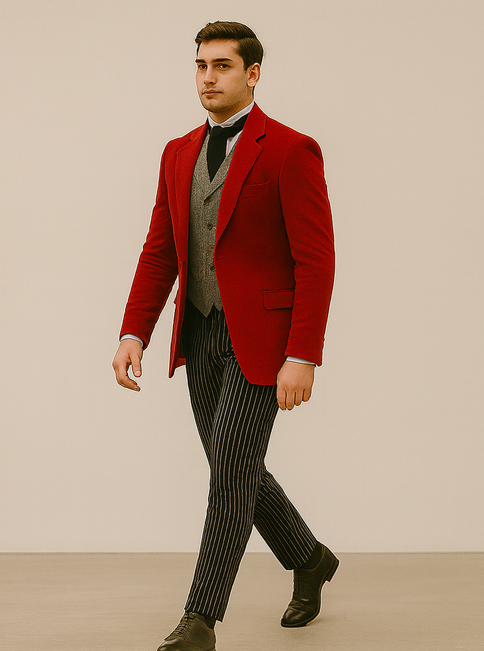 Red Velvet Roderick Smoking Jacket –Men's Evening Wear