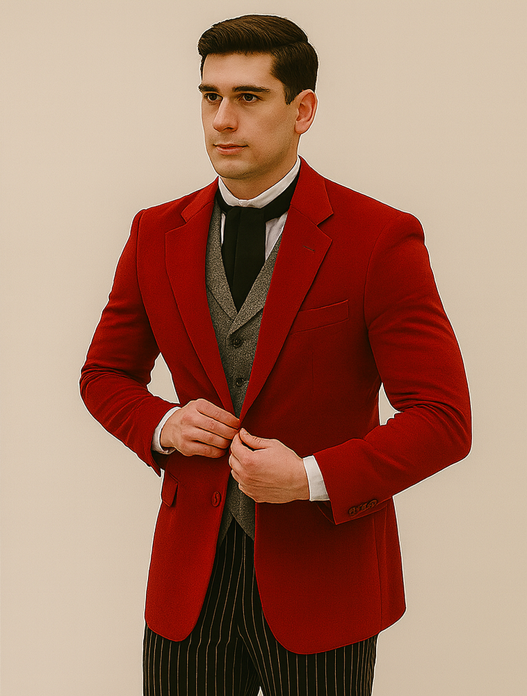 Red Velvet Roderick Smoking Jacket –Men's Evening Wear