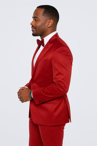 Burgundy Satin Tuxedo Set – 4-Piece Ensemble for Weddings & Proms