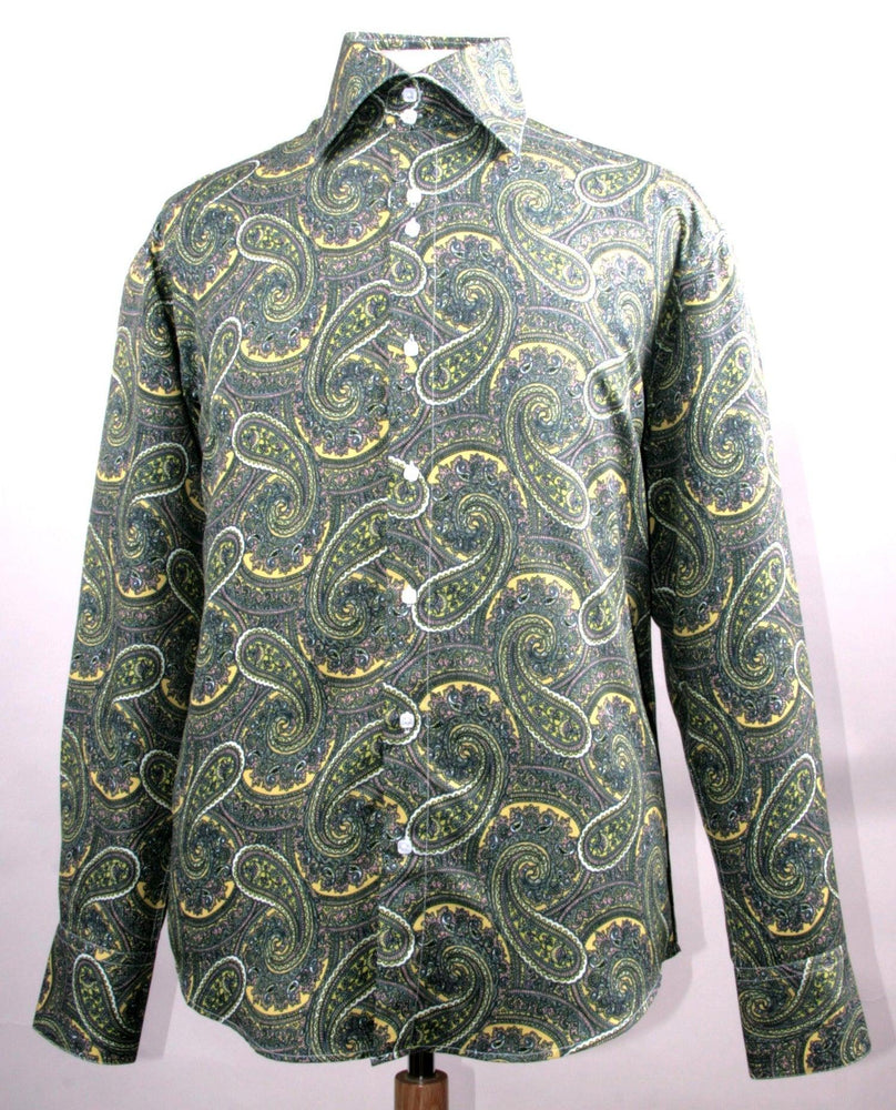 Regular Fit Men's Mustard Paisley Sports Shirt by Daniel Ellissa - USA Men's Outlet