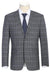 "Renoir Charcoal Grey Windowpane Bold Two Button Slim Fit Two Piece Suit" - USA Men's Outlet