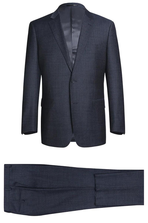 Renoir Classic Fit Wool Blend Navy Suit: Elegant 2-Button Menswear - USA Men's Outlet