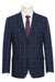 Renoir Dark Navy Wide Windowpane Plaid Slim-Fit Two-Button Stretch Suit - USA Men's Outlet