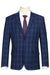 "Renoir Dark Royal Blue Two Piece Wool Windowpane Suit" - USA Men's Outlet