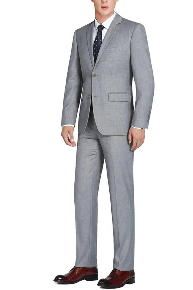 "Renoir Light Grey Men's Basic 2-Btn Long Suit: Sophisticated & Stylish" - USA Men's Outlet