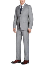 "Renoir Light Grey Wool Suit: Slim Fit, 2-Button with Optional Vest" - USA Men's Outlet