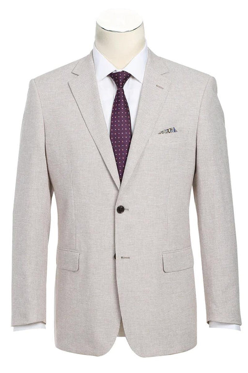 Renoir Linen & Cotton Tan Houndstooth Blazer: Classic Summer Sport Coat - USA Men's Outlet