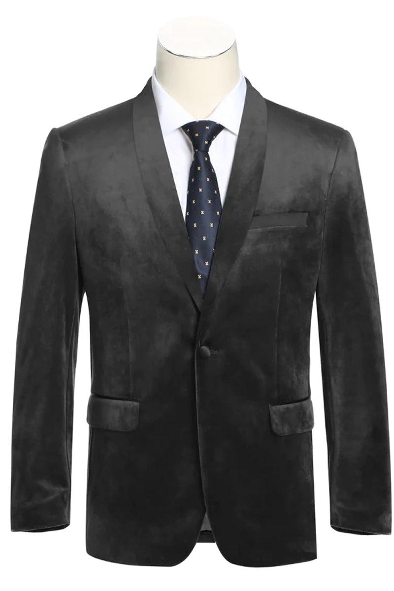 Mens Black Blazer - Men's Textured Velvet Prom Tuxedo Jacket in Black main image 0