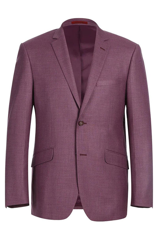 Renoir Men's Burgundy Berry Mauve Two-Button Slim-Fit Suit Set - USA Men's Outlet