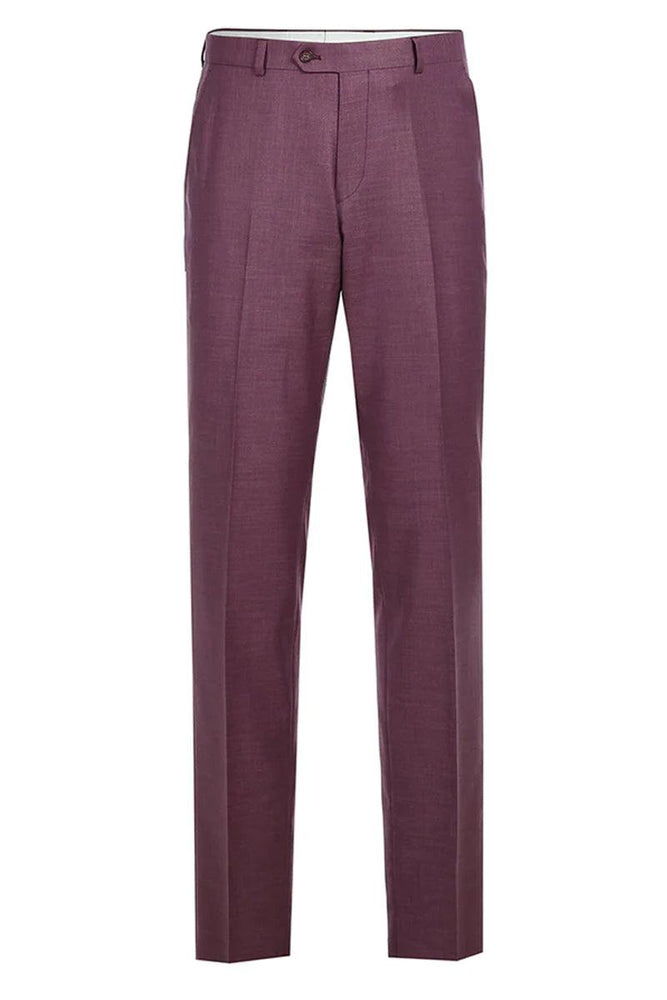 Renoir Men's Burgundy Berry Mauve Two-Button Slim-Fit Suit Set - USA Men's Outlet