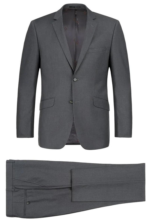 Renoir Men's Charcoal Grey Two-Button Classic Fit Suit w/ Optional Vest - USA Men's Outlet