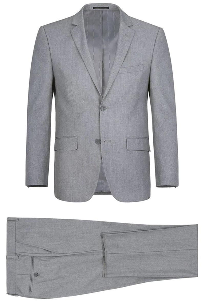 Renoir Men's Classic 2-Btn Suit (Light Grey, Opt. Vest) - USA Men's Outlet