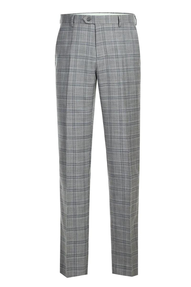 "Renoir Men's Classic Fit 2-Button Windowpane Suit in Grey & Navy" - USA Men's Outlet