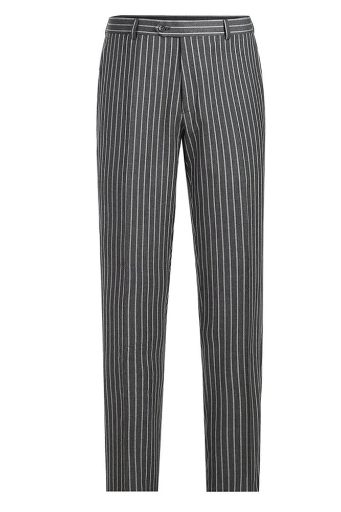 Renoir Men's Classic Fit Dbl Breasted Suit - Charcoal Grey Gangster Pinstripe - USA Men's Outlet